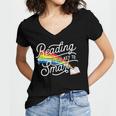 Reading Is The Key To Smart Book Lover Bookworm Reader Women's Jersey Short Sleeve Deep V-Neck Tshirt