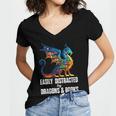 Reading Lover Easily Distracted By Dragons And Books Dragon Women's Jersey Short Sleeve Deep V-Neck Tshirt Reading Lover Easily Distracted By Dragons And Books Dragon Women's Jersey Short Sleeve Deep V-Neck Tshirt