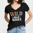 Reading Lover Wild About Books Reading Books And Bookworm Women's Jersey Short Sleeve Deep V-Neck Tshirt