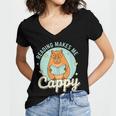 Reading Makes Me Cappy Bookworm Capybara Book Reading Women's Jersey Short Sleeve Deep V-Neck Tshirt