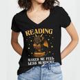 Reading Makes Me Feel Less Murdery Book Dragon Women's Jersey Short Sleeve Deep V-Neck Tshirt