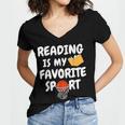Reading Is My Tee Favorite Sport Basketball World Book Day Women's Jersey Short Sleeve Deep V-Neck Tshirt Reading Is My Tee Favorite Sport Basketball World Book Day Women's Jersey Short Sleeve Deep V-Neck Tshirt