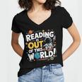 Reading Is Out Of This World Space Book Lover Kids Women's Jersey Short Sleeve Deep V-Neck Tshirt