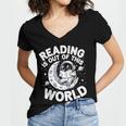 Reading Is Out Of This World Space Books Lover Women's Jersey Short Sleeve Deep V-Neck Tshirt