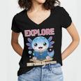 Readsolotl Kawaii Axolotl Book Lover Reading Women's Jersey Short Sleeve Deep V-Neck Tshirt Readsolotl Kawaii Axolotl Book Lover Reading Women's Jersey Short Sleeve Deep V-Neck Tshirt
