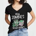 Real Zombies Read Books Zombie Women's Jersey Short Sleeve Deep V-Neck Tshirt Real Zombies Read Books Zombie Women's Jersey Short Sleeve Deep V-Neck Tshirt