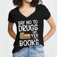 Red Ribbon Week Say No To Drugs Say Yes To Books Drug Free Women's Jersey Short Sleeve Deep V-Neck Tshirt
