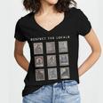 Respect The Locals Cryptid Mothman Hiking Bigfoot Introverts Women's Jersey Short Sleeve Deep V-Neck Tshirt