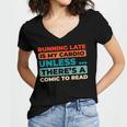 Retro Art Graphic Novels Superheroes Vintage Comic Books Women's Jersey Short Sleeve Deep V-Neck Tshirt