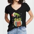 Retro Christmas Ornament Book Christmas Teacher Librarian Women's Jersey Short Sleeve Deep V-Neck Tshirt