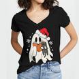 Retro Ghost Reading Book With Cat Bookish Club Christmas Men Women Kids Women's Jersey Short Sleeve Deep V-Neck Tshirt Retro Ghost Reading Book With Cat Bookish Club Christmas Men Women Kids Women's Jersey Short Sleeve Deep V-Neck Tshirt