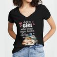 Retro Just A Girl Who Love Dogs Books And Coffee Bookworm Women's Jersey Short Sleeve Deep V-Neck Tshirt Retro Just A Girl Who Love Dogs Books And Coffee Bookworm Women's Jersey Short Sleeve Deep V-Neck Tshirt