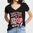Retro Read Your Heart Out Valentine's Day Teacher Book Lover Women's Jersey Short Sleeve Deep V-Neck Tshirt Retro Read Your Heart Out Valentine's Day Teacher Book Lover Women's Jersey Short Sleeve Deep V-Neck Tshirt