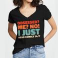 Retro Superheroes Art Graphic Novels Vintage Comic Books Women's Jersey Short Sleeve Deep V-Neck Tshirt