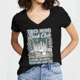 Retro Tired Moms Book Club Bookish Booktrovert Mother's Day Women's Jersey Short Sleeve Deep V-Neck Tshirt