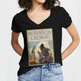 Robinson Crusoe Book Cover 1920 Women's Jersey Short Sleeve Deep V-Neck Tshirt