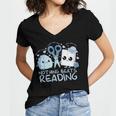 Rock Paper Scissors Nothing Beats Reading Book Lover Women's Jersey Short Sleeve Deep V-Neck Tshirt