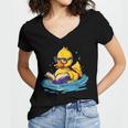 Rubber Duck Reading Book Swim Rubber Duckling Rubber Duckie Women's Jersey Short Sleeve Deep V-Neck Tshirt
