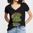 Rugrats Reptar Distressed Comic Book Style Cartoon Women's Jersey Short Sleeve Deep V-Neck Tshirt