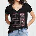 Saying Psychological Thriller Book Reader Lover Women's Jersey Short Sleeve Deep V-Neck Tshirt