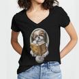 Shih Tzu Book How To Train Your Human Funny Dog Motif Women's Jersey Short Sleeve Deep V-Neck Tshirt