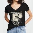 Skeleton Read More Books Women's Jersey Short Sleeve Deep V-Neck Tshirt Skeleton Read More Books Women's Jersey Short Sleeve Deep V-Neck Tshirt
