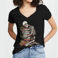 Skeleton Reading Book Halloween Bookworm Bibliophile Reader Women's Jersey Short Sleeve Deep V-Neck Tshirt Skeleton Reading Book Halloween Bookworm Bibliophile Reader Women's Jersey Short Sleeve Deep V-Neck Tshirt