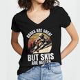Skier BOOKS ARE GREAT BUT SKIS ARE BETTER Vintage Women's Jersey Short Sleeve Deep V-Neck Tshirt