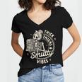 Smut Book Reader Spicy Romance Thick Thighs & Smutty Vibes Women's Jersey Short Sleeve Deep V-Neck Tshirt