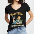 Smut Reader Book Romance Good That Girls Read Dirty Books Women's Jersey Short Sleeve Deep V-Neck Tshirt