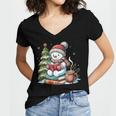 Snowman Reading Book Lovers Christmas Librarian Bookworm Women's Jersey Short Sleeve Deep V-Neck Tshirt Snowman Reading Book Lovers Christmas Librarian Bookworm Women's Jersey Short Sleeve Deep V-Neck Tshirt