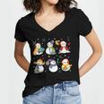 Snowman Reading Books Teacher Christmas Librarian Bookworm Women's Jersey Short Sleeve Deep V-Neck Tshirt