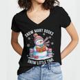 Snowman Reading Snow Many Books Snow Little Time Winter Women's Jersey Short Sleeve Deep V-Neck Tshirt Snowman Reading Snow Many Books Snow Little Time Winter Women's Jersey Short Sleeve Deep V-Neck Tshirt
