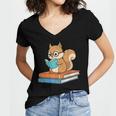 Squirrel Reading Book Glasses Bookworm Librarian Women's Jersey Short Sleeve Deep V-Neck Tshirt Squirrel Reading Book Glasses Bookworm Librarian Women's Jersey Short Sleeve Deep V-Neck Tshirt