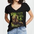Star Wars The Book Of Boba Fett Neon Boba Fett Lives Poster Women's Jersey Short Sleeve Deep V-Neck Tshirt