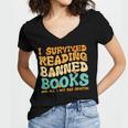 I Survived Reading Banned Books Read Librarian Men Women Women's Jersey Short Sleeve Deep V-Neck Tshirt I Survived Reading Banned Books Read Librarian Men Women Women's Jersey Short Sleeve Deep V-Neck Tshirt
