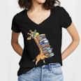 Teacher Shirt Giraffe Holding Books Bookworm Librarian Women's Jersey Short Sleeve Deep V-Neck Tshirt Teacher Shirt Giraffe Holding Books Bookworm Librarian Women's Jersey Short Sleeve Deep V-Neck Tshirt