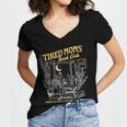 Tired Moms Club Bookish Book Lover Homebody Fall Book Club Women's Jersey Short Sleeve Deep V-Neck Tshirt