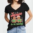 Tis The Season Book Reading Gingerbread Teacher Librarian Women's Jersey Short Sleeve Deep V-Neck Tshirt Tis The Season Book Reading Gingerbread Teacher Librarian Women's Jersey Short Sleeve Deep V-Neck Tshirt