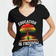 History Education Is Freedom Books Black History Women's Jersey Short Sleeve Deep V-Neck Tshirt History Education Is Freedom Books Black History Women's Jersey Short Sleeve Deep V-Neck Tshirt