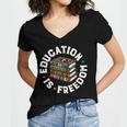 History Education Is Freedom Books Teach Black History Women's Jersey Short Sleeve Deep V-Neck Tshirt History Education Is Freedom Books Teach Black History Women's Jersey Short Sleeve Deep V-Neck Tshirt