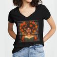 History Month Black Afro Girl Women Book Lovers Women's Jersey Short Sleeve Deep V-Neck Tshirt