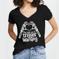 You Had Me At Trigger Warning Skeleton Book Reading Lover Women's Jersey Short Sleeve Deep V-Neck Tshirt