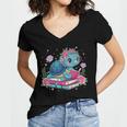 Turtle Bookworm Reading Book Bookworm Book Nerd Cute Graphic Women's Jersey Short Sleeve Deep V-Neck Tshirt
