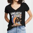 Unearth A Story Rainbow Treasure Book Women's Jersey Short Sleeve Deep V-Neck Tshirt
