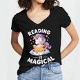 Unicorn Teacher Reading Is Magical Book Women's Jersey Short Sleeve Deep V-Neck Tshirt Unicorn Teacher Reading Is Magical Book Women's Jersey Short Sleeve Deep V-Neck Tshirt