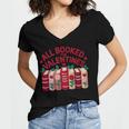 Valentines All Booked For Valentine Book Lover Teacher Women's Jersey Short Sleeve Deep V-Neck Tshirt