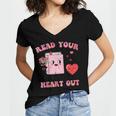 Valentines Day Book Read Your Heart Out Women Men Kids Women's Jersey Short Sleeve Deep V-Neck Tshirt