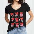 Valentines Day Librarian Heart Reading Book Women Men Kids Women's Jersey Short Sleeve Deep V-Neck Tshirt