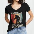 Vintage Basically Just Leave Me Alone Bigfoot Introverts Women's Jersey Short Sleeve Deep V-Neck Tshirt
